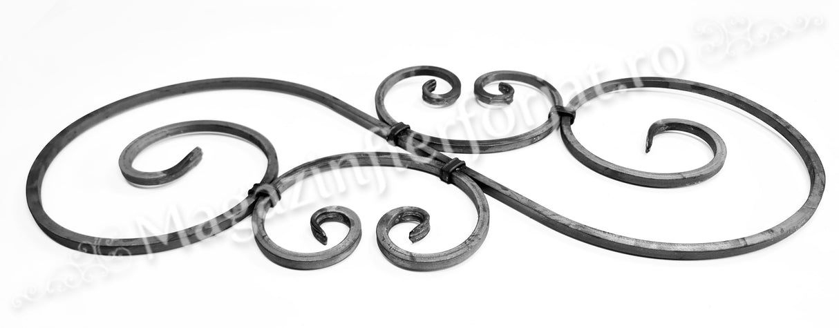 UNV70.36 Panou Balustru in forma de "S" 900x380mm din 12x12mm neted/amprentat cu 2 C-uri si 4 coliere de mascare sudura