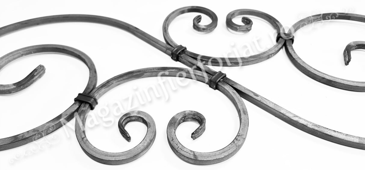 UNV70.36 Panou Balustru in forma de "S" 900x380mm din 12x12mm neted/amprentat cu 2 C-uri si 4 coliere de mascare sudura