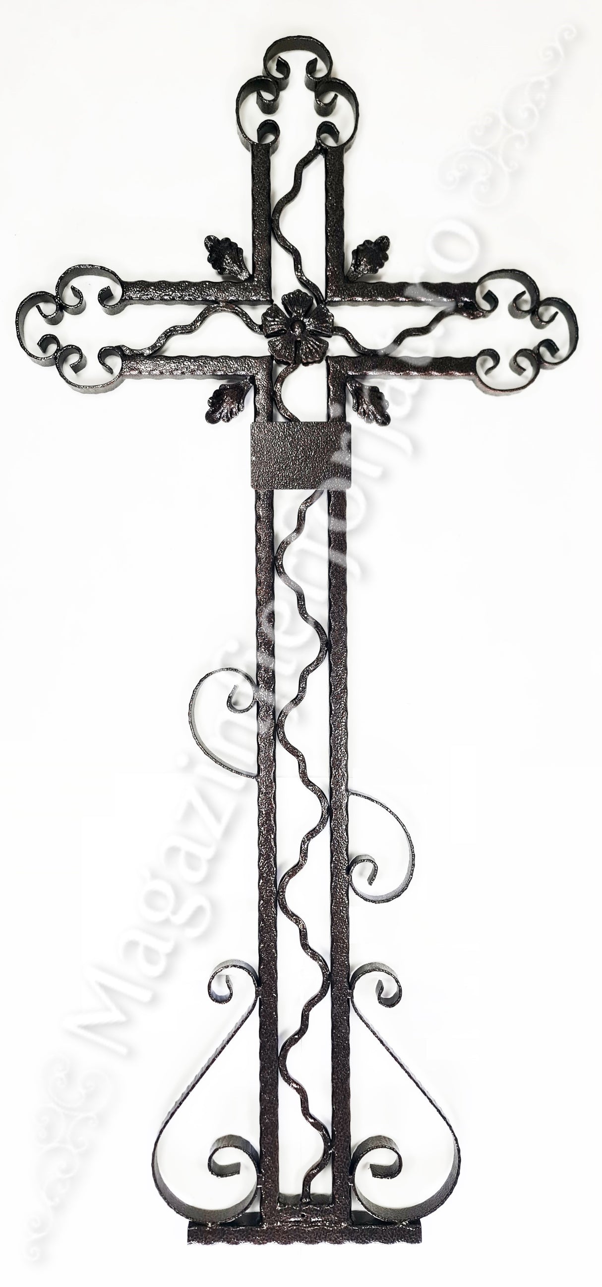 UNV92.16 CRUCE FUNERARA de mormant, cimitir din Fier Forjat H.1800mm x L.845mm VOPSITA sau NEVOPSITA