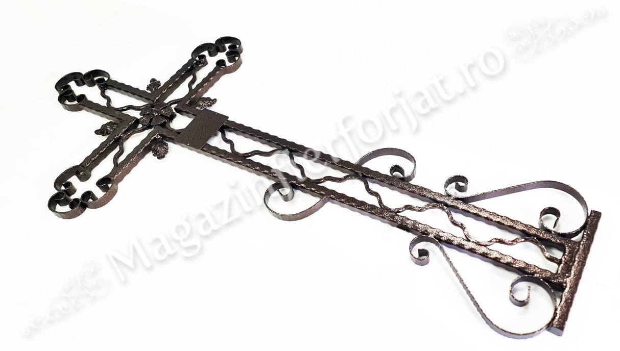 UNV92.16 CRUCE FUNERARA de mormant, cimitir din Fier Forjat H.1800mm x L.845mm VOPSITA sau NEVOPSITA