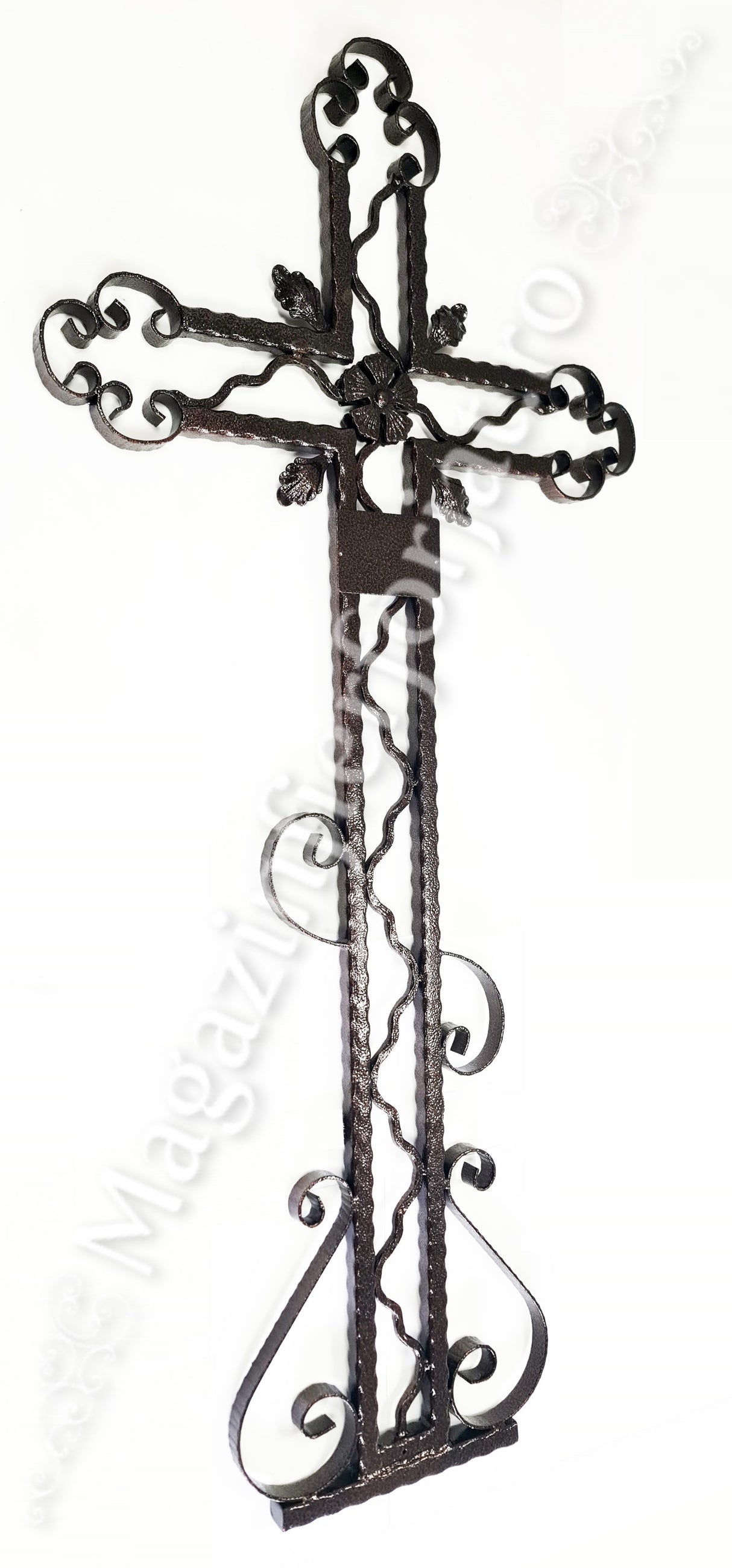 UNV92.16 CRUCE FUNERARA de mormant, cimitir din Fier Forjat H.1800mm x L.845mm VOPSITA sau NEVOPSITA