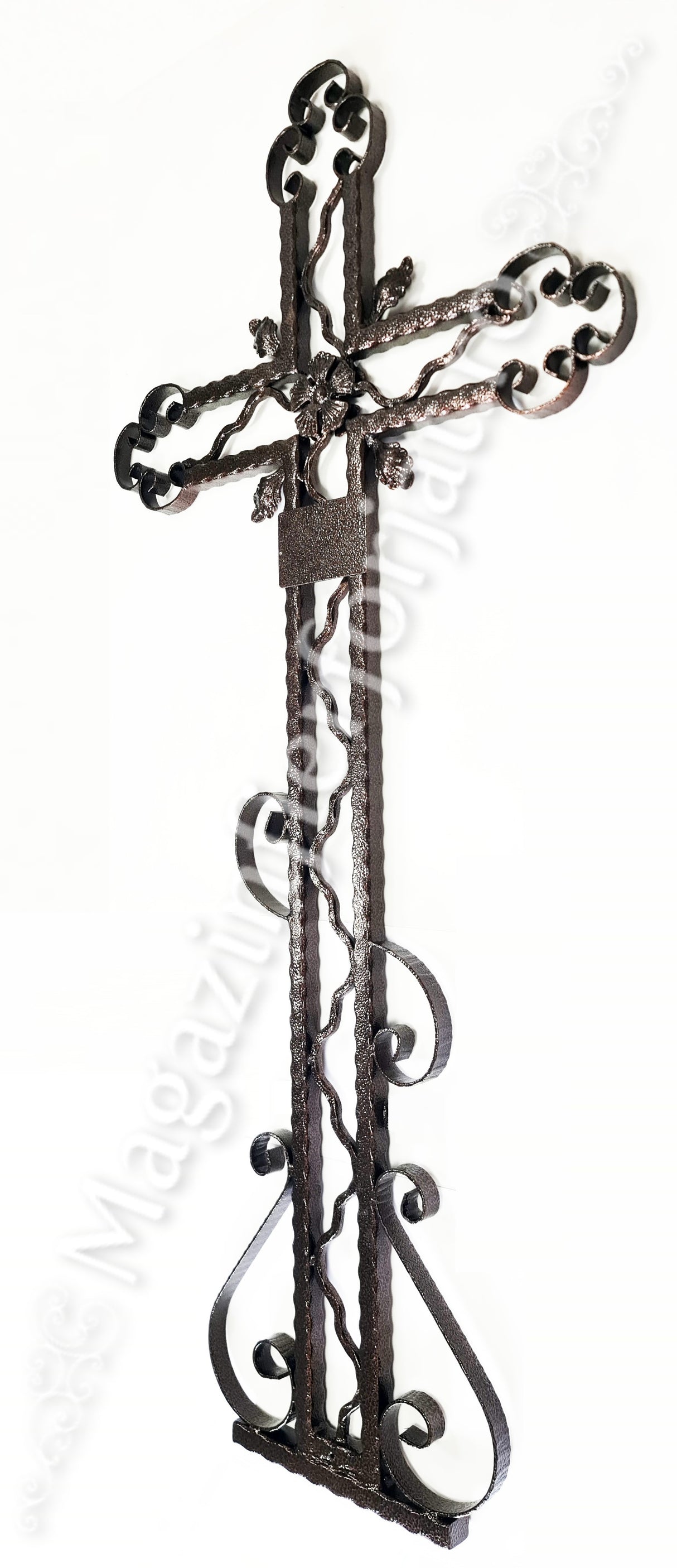 UNV92.16 CRUCE FUNERARA de mormant, cimitir din Fier Forjat H.1800mm x L.845mm VOPSITA sau NEVOPSITA