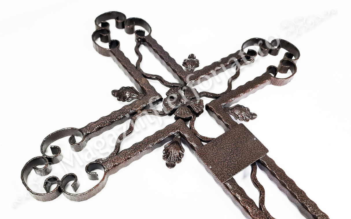 UNV92.16 CRUCE FUNERARA de mormant, cimitir din Fier Forjat H.1800mm x L.845mm VOPSITA sau NEVOPSITA