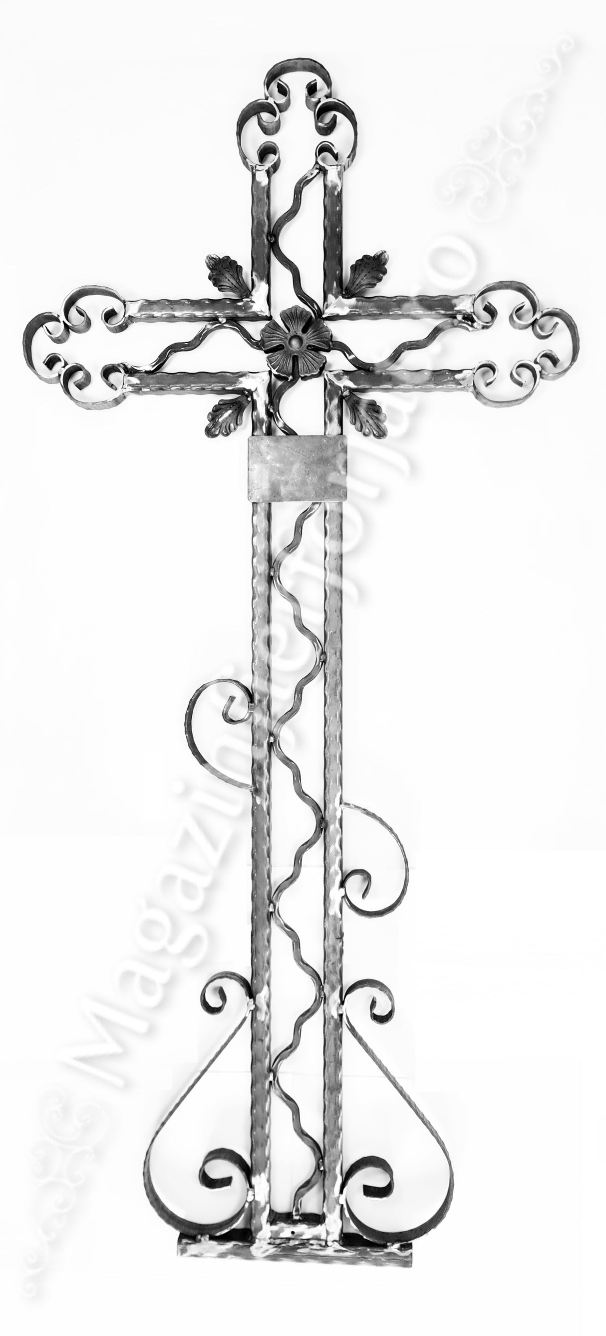 UNV92.16 CRUCE FUNERARA de mormant, cimitir din Fier Forjat H.1800mm x L.845mm VOPSITA sau NEVOPSITA