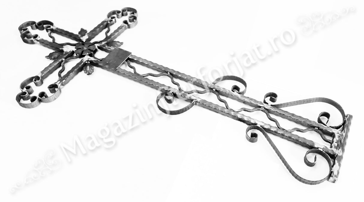 UNV92.16 CRUCE FUNERARA de mormant, cimitir din Fier Forjat H.1800mm x L.845mm VOPSITA sau NEVOPSITA