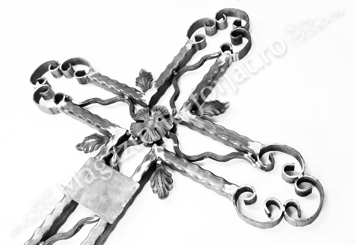UNV92.16 CRUCE FUNERARA de mormant, cimitir din Fier Forjat H.1800mm x L.845mm VOPSITA sau NEVOPSITA