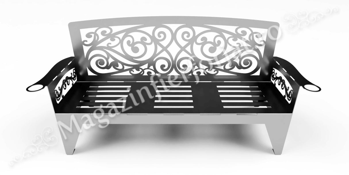 UNV94.18 BANCA de gradina cu lungimea șezutului de 1450mm din tabla debitata laser de 4mm sau 3mm NEVOPSITA