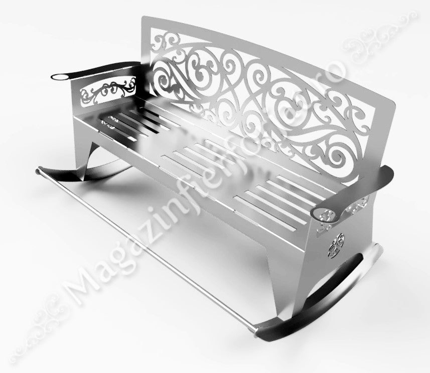 UNV94.19 BANCA BALANSOAR de gradina cu lungimea șezutului de 1450mm din tabla debitata laser de 4mm sau 3mm NEVOPSITA