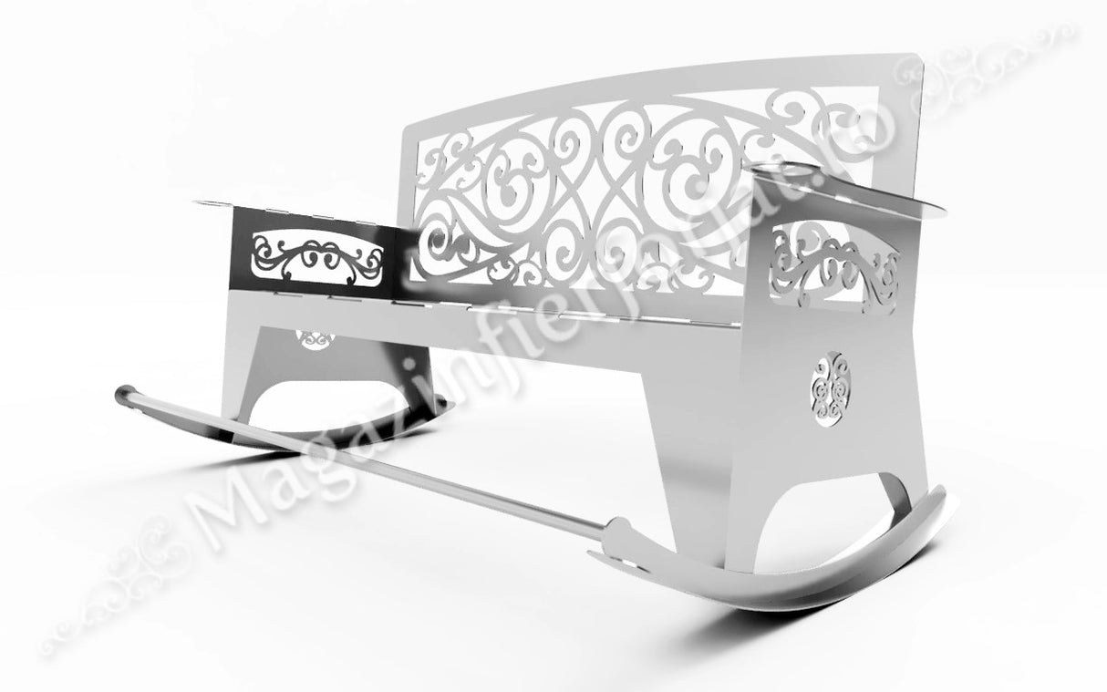 UNV94.19 BANCA BALANSOAR de gradina cu lungimea șezutului de 1450mm din tabla debitata laser de 4mm sau 3mm NEVOPSITA