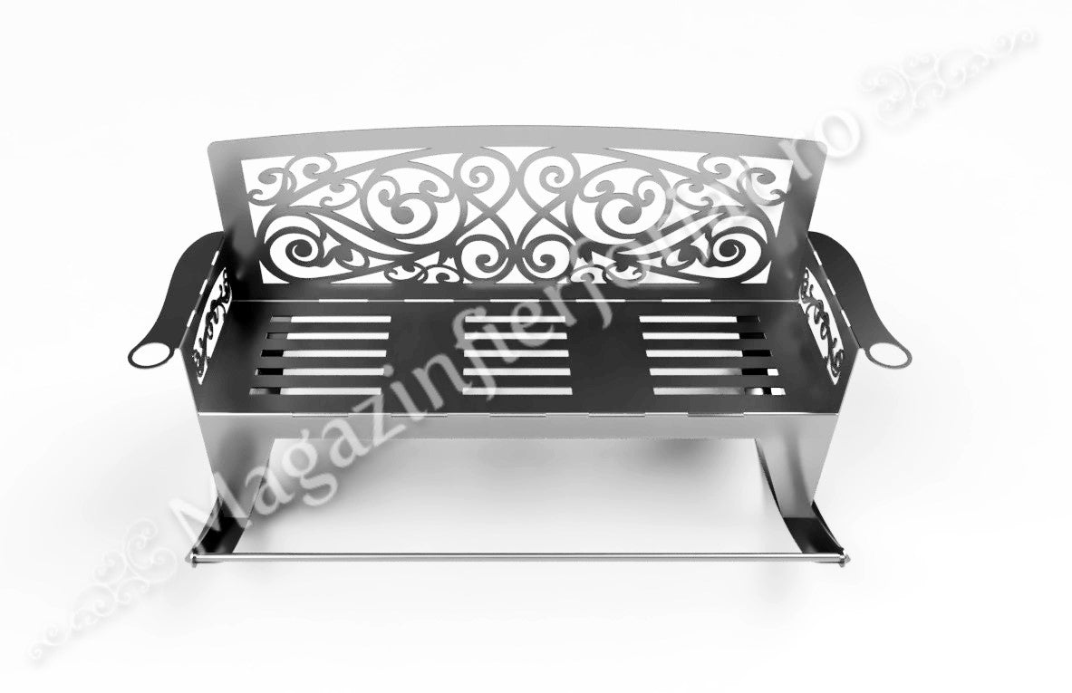 UNV94.19 BANCA BALANSOAR de gradina cu lungimea șezutului de 1450mm din tabla debitata laser de 4mm sau 3mm NEVOPSITA
