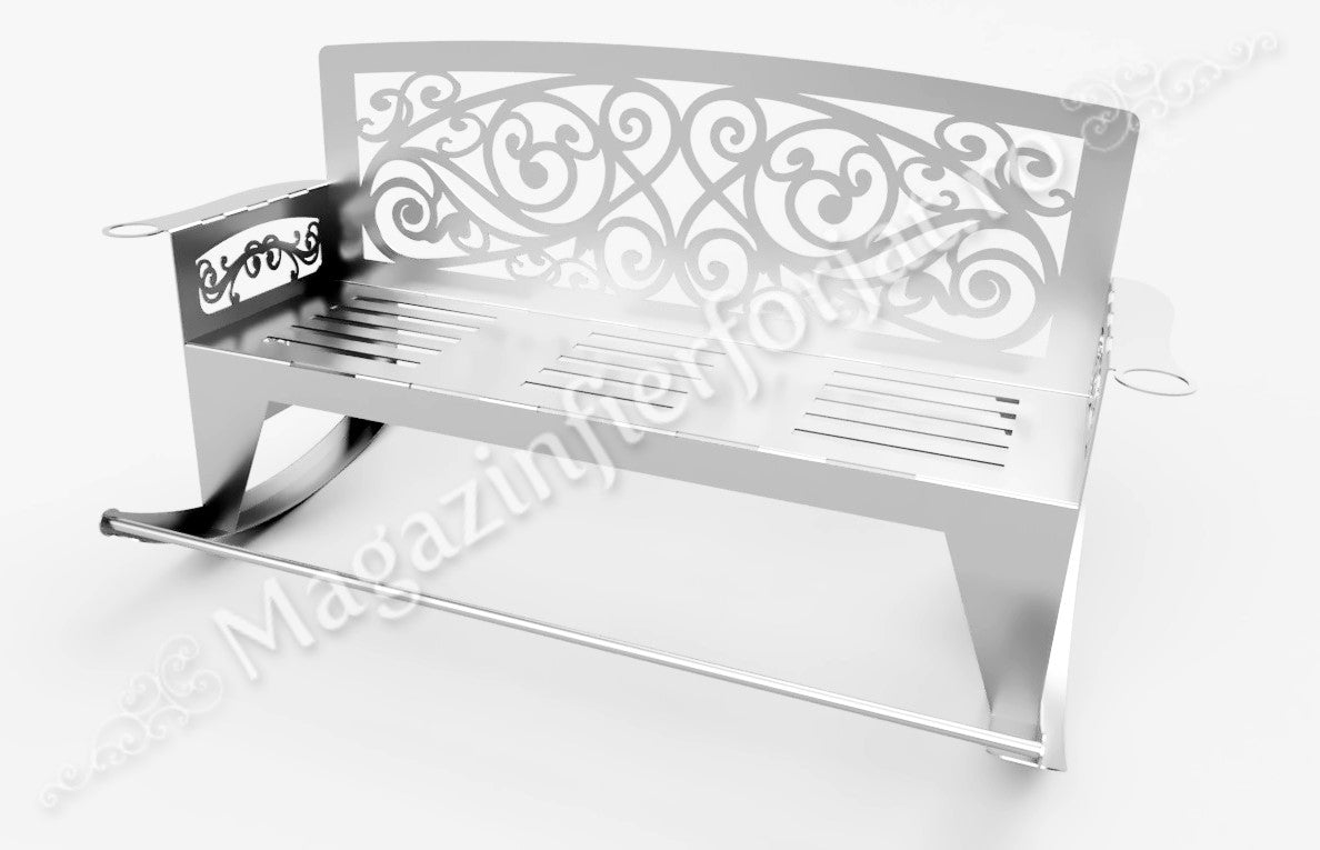 UNV94.19 BANCA BALANSOAR de gradina cu lungimea șezutului de 1450mm din tabla debitata laser de 4mm sau 3mm NEVOPSITA