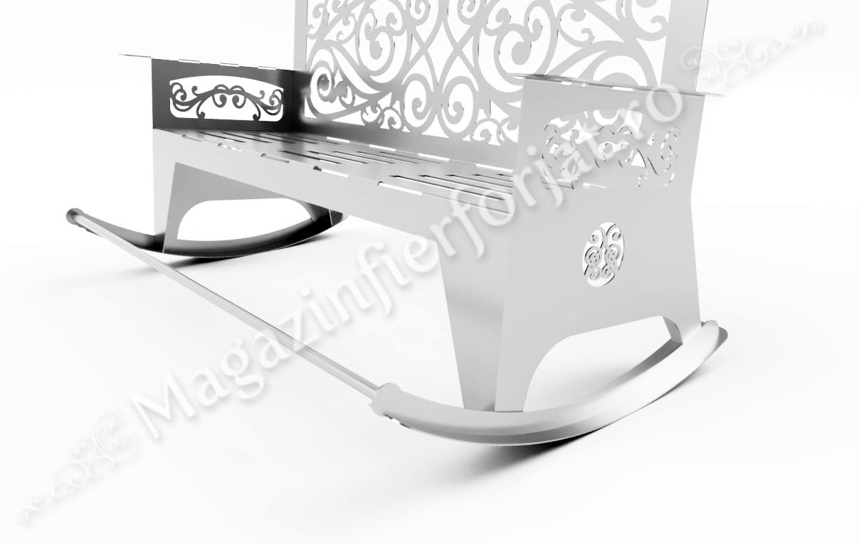 UNV94.19 BANCA BALANSOAR de gradina cu lungimea șezutului de 1450mm din tabla debitata laser de 4mm sau 3mm NEVOPSITA