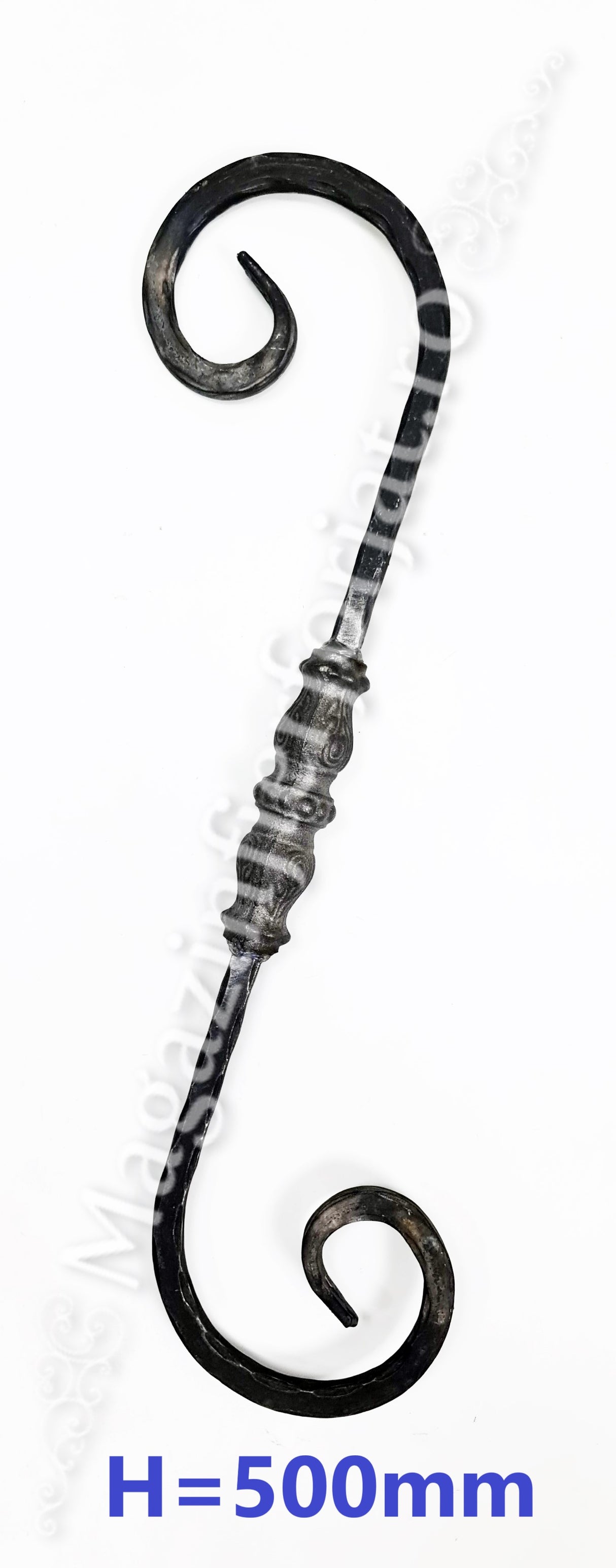 UNV70.34.1 Balustru in forma de S-cu-PAFTA din otel patrat amprentat 12x12mm H.900mm L.130mm