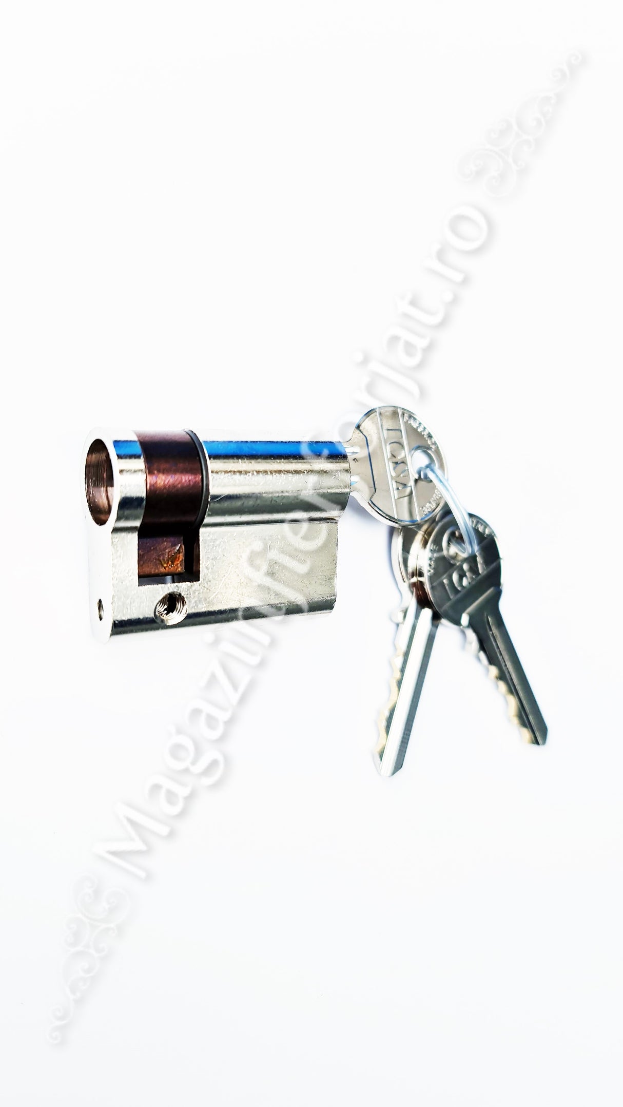 Butuc ICSA 75 - JUMATATE de 40mm, cu 3 chei, ideal pentru persiane, gratii sau usi cu deschidere doar din exterior sau interior