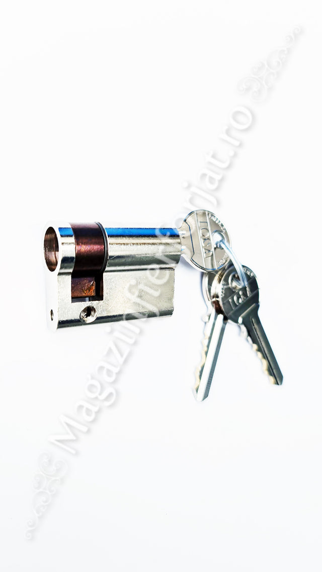 Butuc ICSA 75 - JUMATATE de 40mm, cu 3 chei, ideal pentru persiane, gratii sau usi cu deschidere doar din exterior sau interior