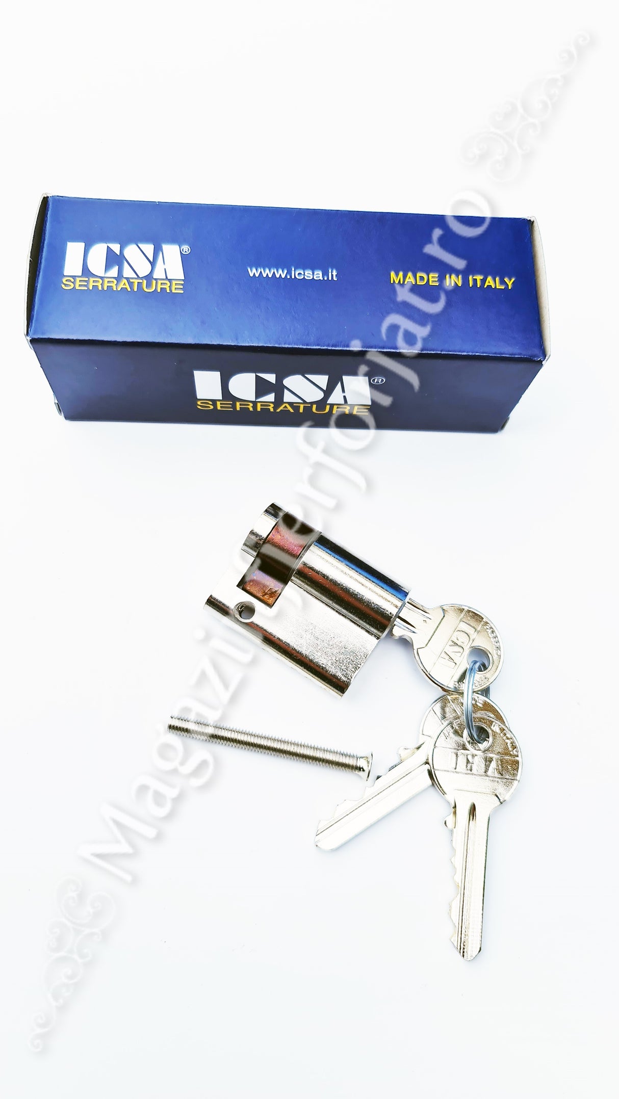 Butuc ICSA 75 - JUMATATE de 40mm, cu 3 chei, ideal pentru persiane, gratii sau usi cu deschidere doar din exterior sau interior