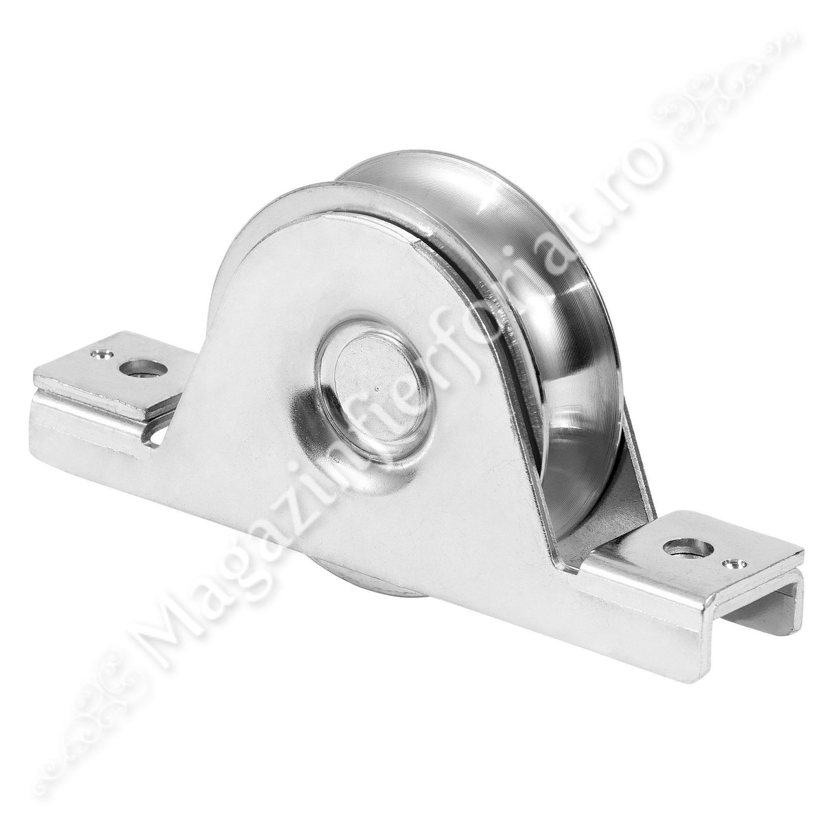 Rola cu suport interior pentru profil "R" D.80mm din otel zincat pentru 200KG greutatea maxima distribuita pe rola