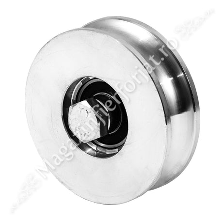 Rola simpla pentru profil "R" D.100mm din otel zincat pentru 300KG greutatea maxima distribuita pe rola