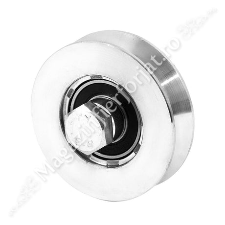 Rola simpla pentru profil "V" D.100mm din otel zincat pentru 300KG greutatea maxima distribuita pe rola