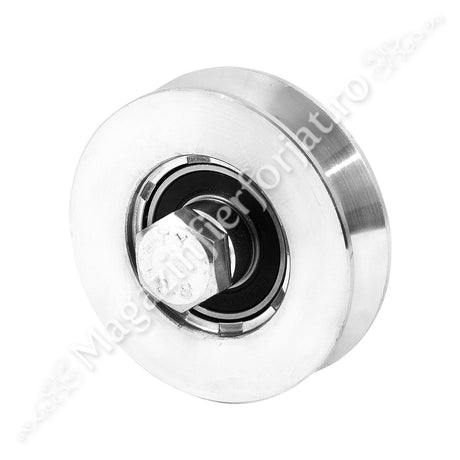 Rola simpla pentru profil "V" D.80mm din otel zincat pentru 200KG greutatea maxima distribuita pe rola