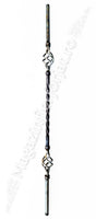 UNV70.25 Balustru vertical, din fier de 12x12mm rasucit, H.900mm, cu 2 cosulete si coliere de mascare sudura