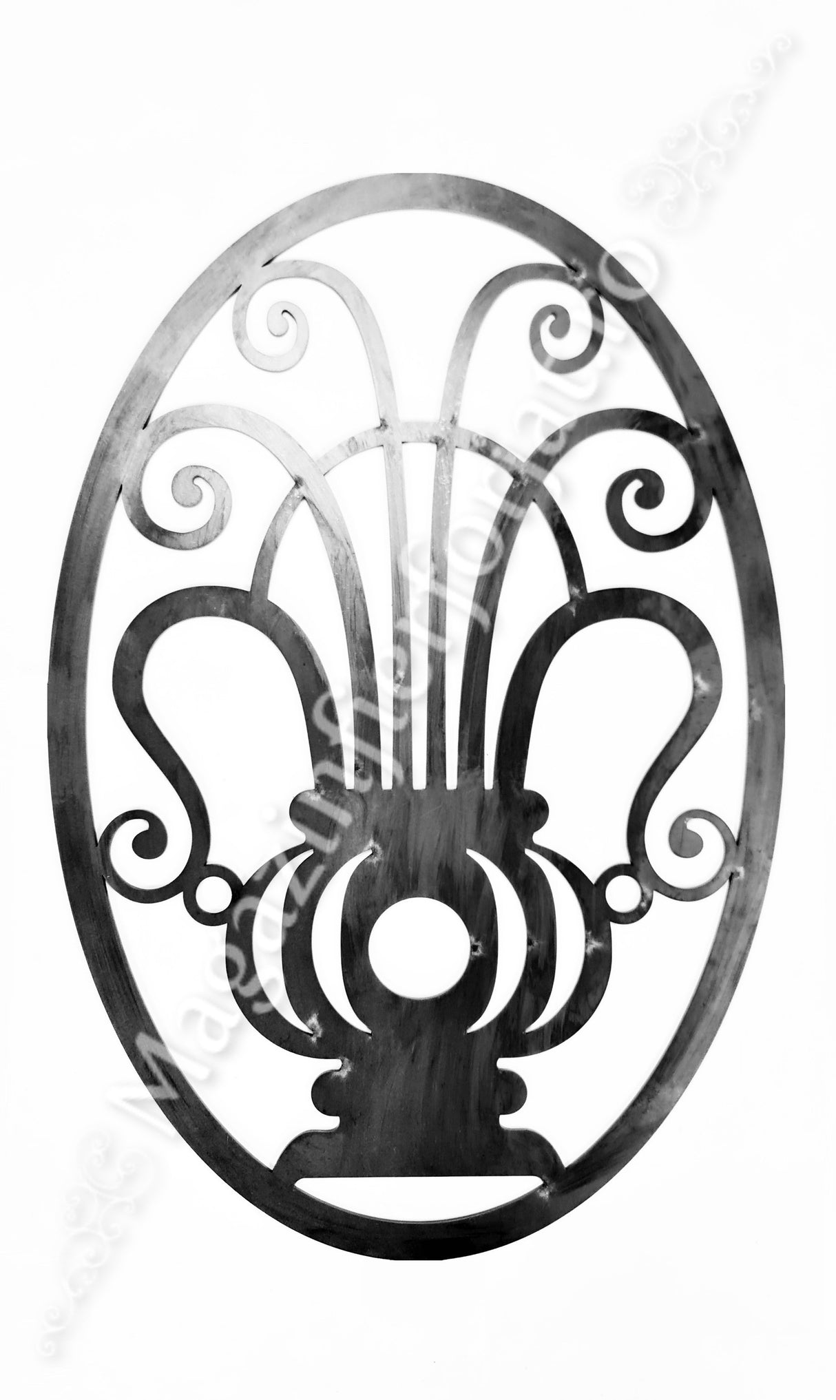 UNV94.12 Medalion decorativ din tabla debitata laser, model „HARPA” 550x380x3mm cu grosimea de 3mm