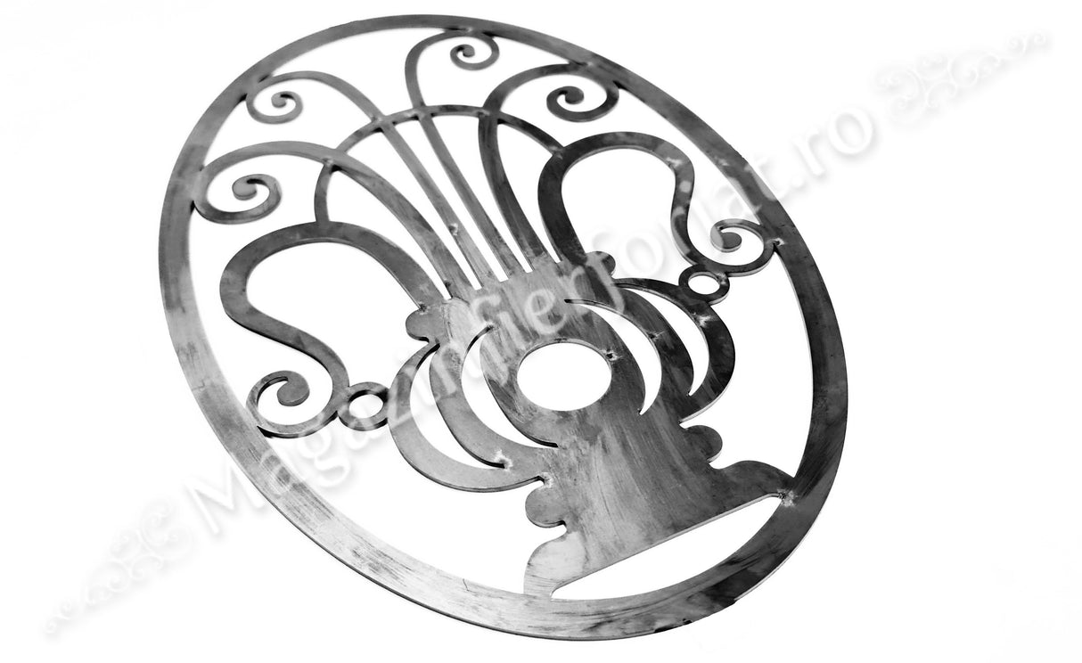 UNV94.12 Medalion decorativ din tabla debitata laser, model „HARPA” 550x380x3mm cu grosimea de 3mm