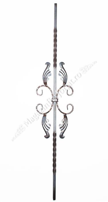 UNV70.10 Balustru din fier forjat model "2C-URI CU FRUNZE" H.900mm L.165mm