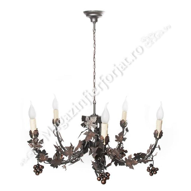 Candelabru cu struguri, lucrat manual din fier forjat