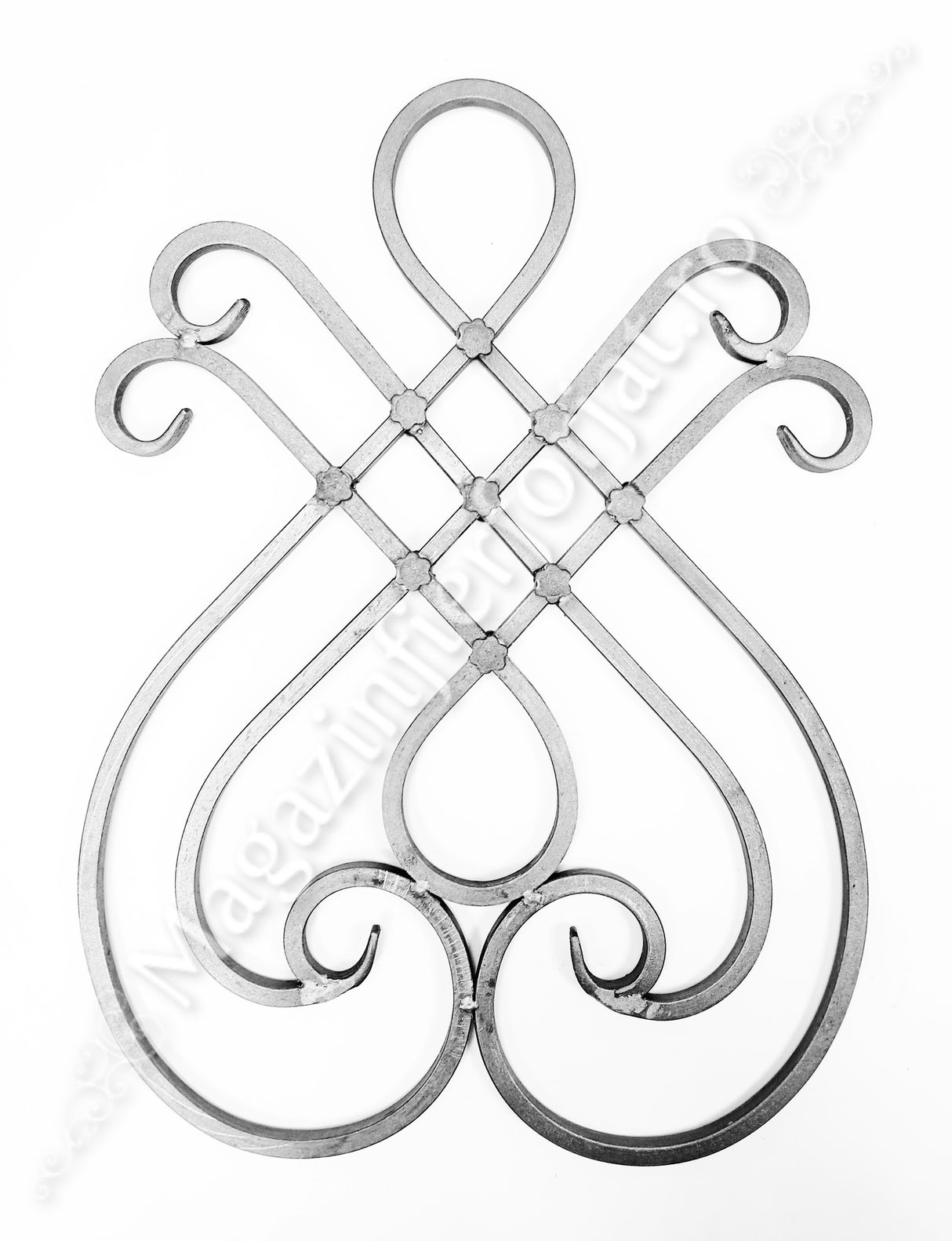 13.023.02 Panou medalion forjat "LIRA cu FLORI" H.625mm L.455mm din otel 12x12mm neted