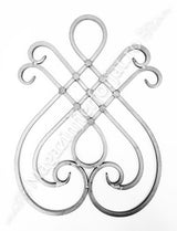 13.023.02 Panou medalion forjat "LIRA cu FLORI" H.625mm L.455mm din otel 12x12mm neted