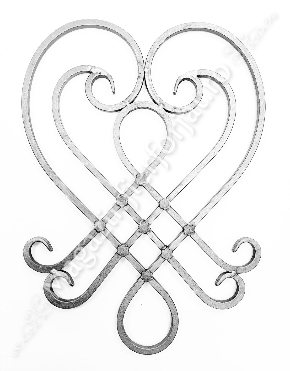 13.023.02 Panou medalion forjat "LIRA cu FLORI" H.625mm L.455mm din otel 12x12mm neted