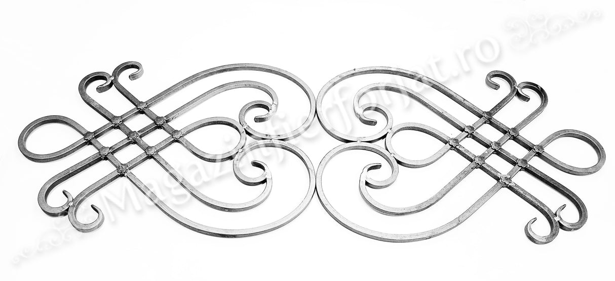 13.023.02 Panou medalion forjat "LIRA cu FLORI" H.625mm L.455mm din otel 12x12mm neted