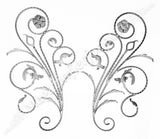 13.100 Panou floral "Paun" din fier forjat cu frunze si flori 1080x600mm D.12mm STANGA