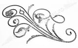 13.101 Panou floral "Paun" din fier forjat cu frunze si flori 1080x600mm D.12mm DREAPTA