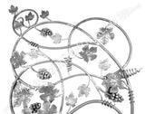 13.200 Panou "Vita de Vie" din fier forjat cu struguri si frunze 1500x800mm din otel rotund D.16mm-D.14mm-D.12mm