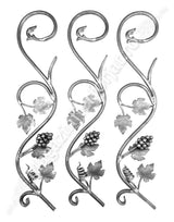 13.202 Panou decorativ / Brau de capat "Vita de Vie" din fier forjat cu struguri si frunze 800x165mm din otel rotund D.14mm