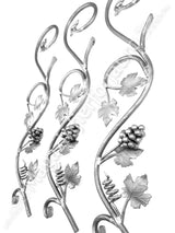 13.202 Panou decorativ / Brau de capat "Vita de Vie" din fier forjat cu struguri si frunze 800x165mm din otel rotund D.14mm