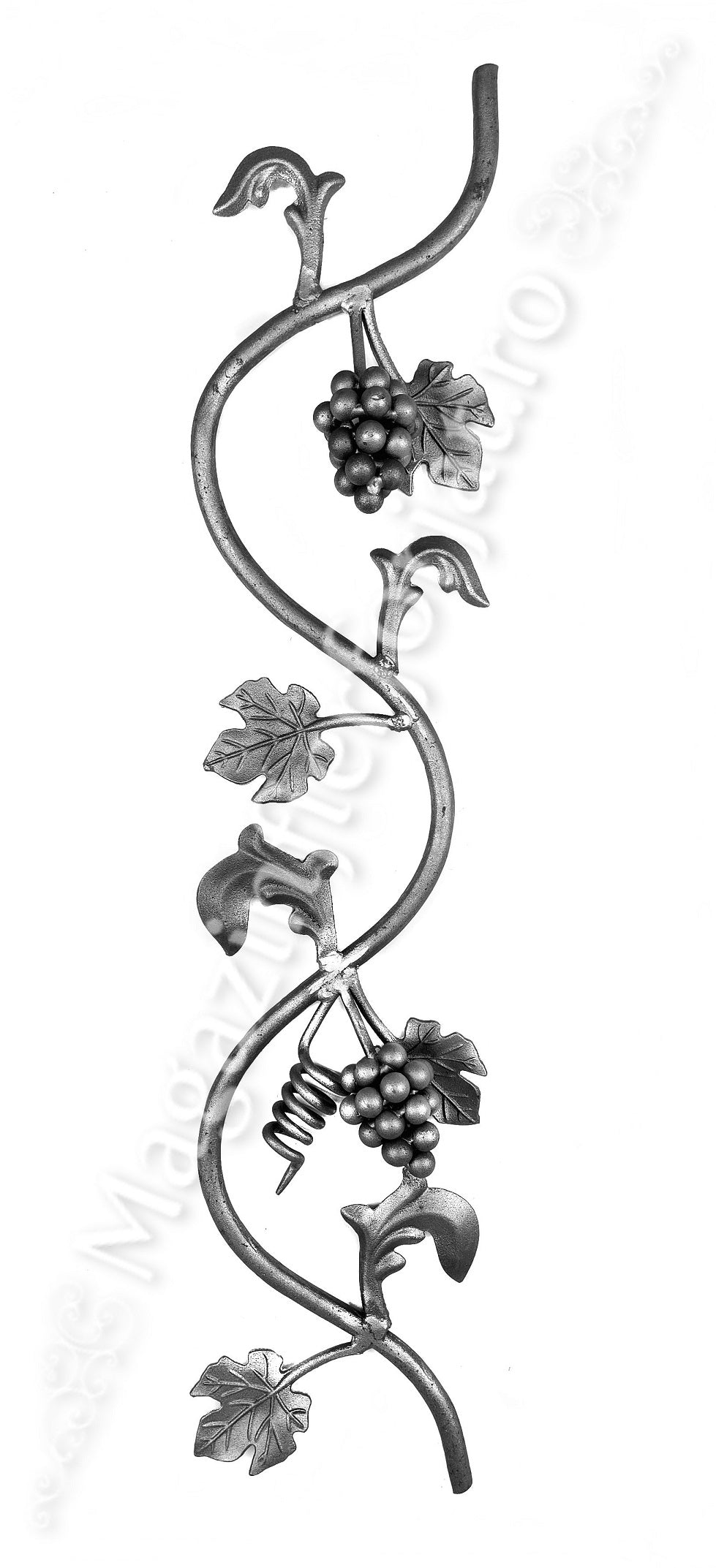 13.204 Panou decorativ / Brau "Vita de Vie" din fier forjat cu struguri si frunze 800x165mm din otel rotund D.14mm