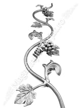 13.204 Panou decorativ / Brau "Vita de Vie" din fier forjat cu struguri si frunze 800x165mm din otel rotund D.14mm