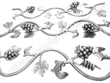 13.204 Panou decorativ / Brau "Vita de Vie" din fier forjat cu struguri si frunze 800x165mm din otel rotund D.14mm