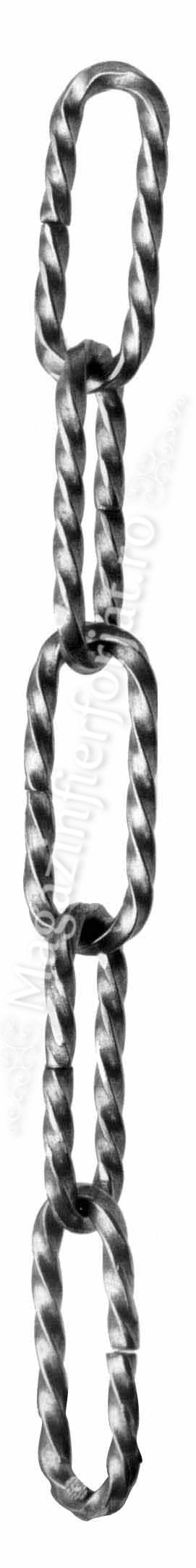 156/A/10 LANT decorativ din fier forjat cu zala de 25x65mm din fier patrat torsionat 5x5mm