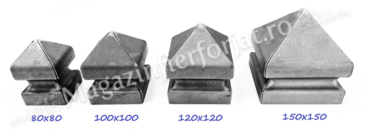 167/11 Capac PIRAMIDAL INALT - SUDAT PARTIAL cu 4 dimensiuni: 80x80mm / 100x100mm / 120x120mm / 150x150mm, grosime 2.30mm, de la Arteferro Italia