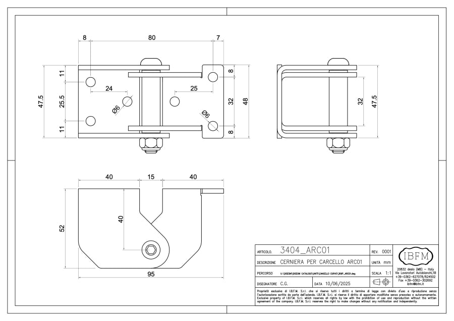 KIT de POARTA CULISANTA CURBATA / ARTICULATA IBFM Italia pentru Automatizare Frontala, cu 3 variante de deschideri 4ML / 5ML / 6ML