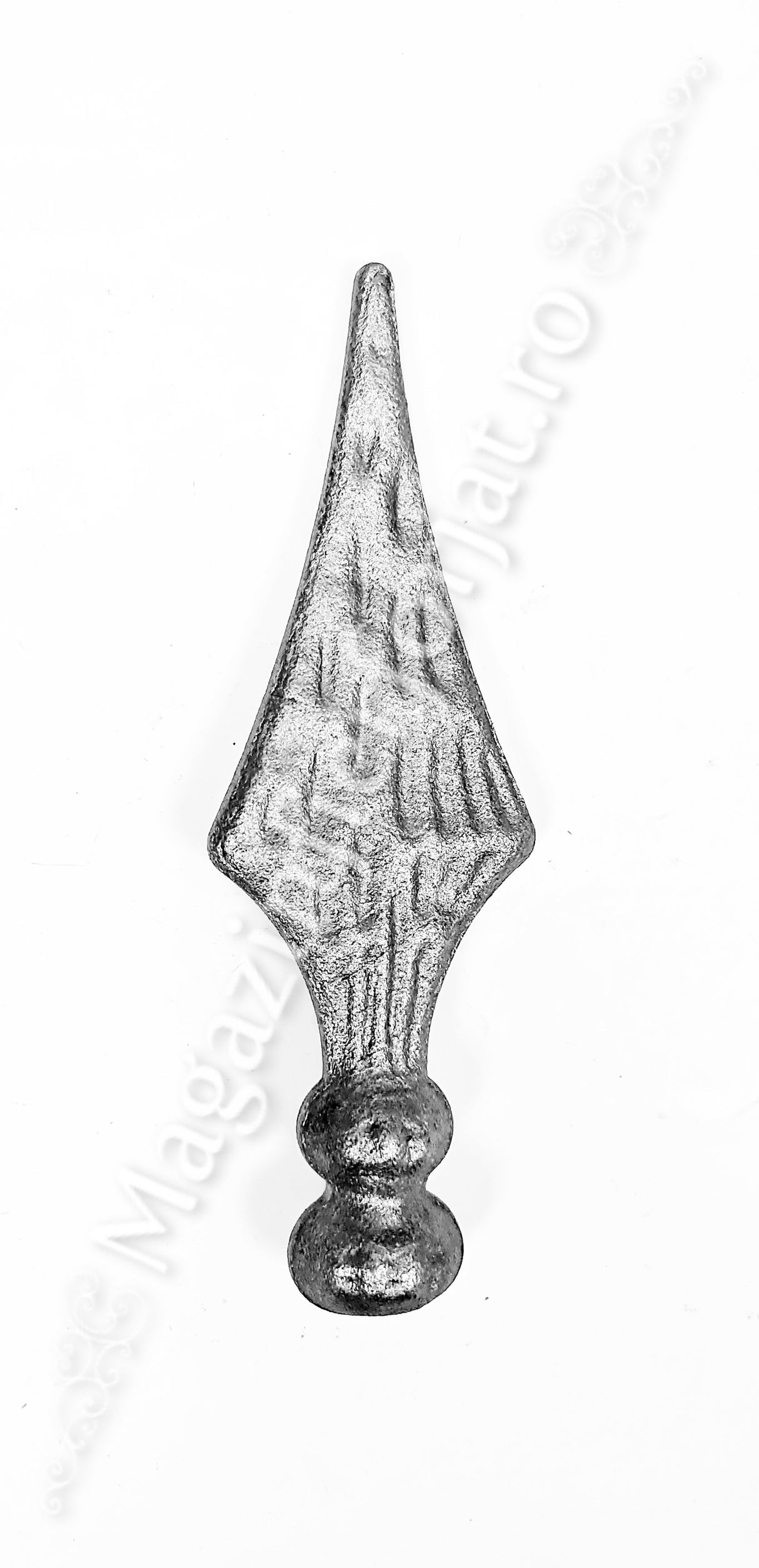 40.119 Varf de gard model "LANCE CU 2 BILE" turnat din OTEL cu H.145mm L.45mm cu baza D.25mm