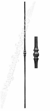 496/C/1/C Balustru forjat cu pafta centrala din otel rotund D.12/10mm amprentat H.1000mm