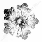 50.040 Floare amprentata cu 5 petale disponibila in 3 dimensiuni D.85mm/D.110mm/D.133mm din tabla decapata grosime 1.3mm