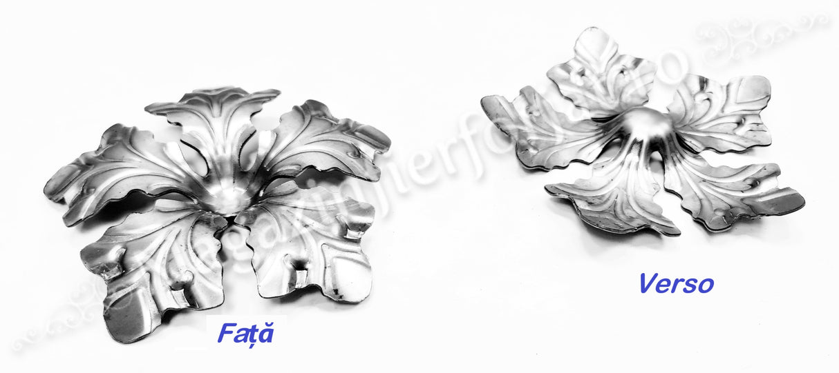 50.040 Floare amprentata cu 5 petale disponibila in 3 dimensiuni D.85mm/D.110mm/D.133mm din tabla decapata grosime 1.3mm