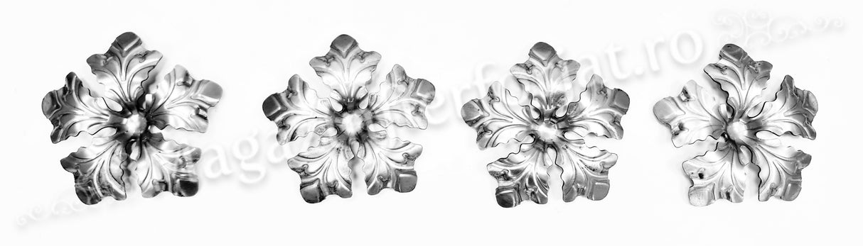 50.040 Floare amprentata cu 5 petale disponibila in 3 dimensiuni D.85mm/D.110mm/D.133mm din tabla decapata grosime 1.3mm