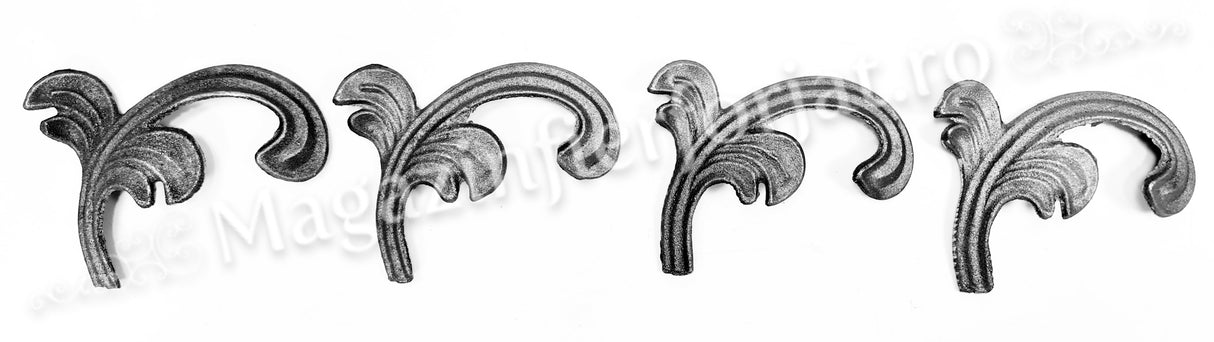 52.004 Frunza turnata din OȚEL H.95mm L.105mm grosime 3mm model de partea Dreapta